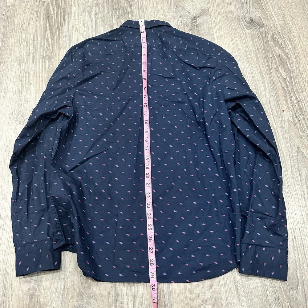 Banana Republic Men M Geometric Cotton Untucked Fit Long Sleeve‎ Casual Shirt