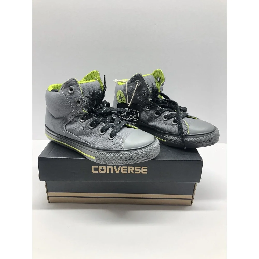 Converse‎ RARE Colorway High Top Boy's Sneakers Grey and Lime Green Mens Size 1