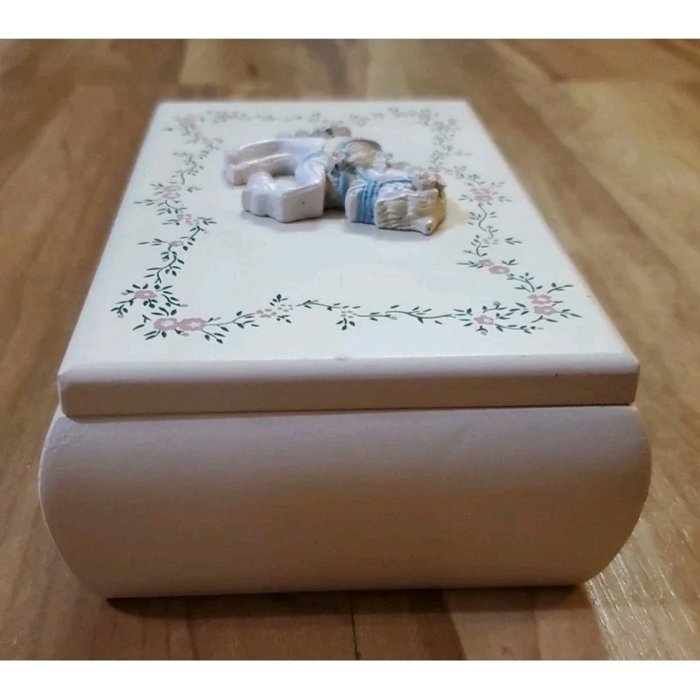 Vintage Wood Childrens Jewelry‎ Trinket Keepsake Box With Hinged Lid Horse Pony