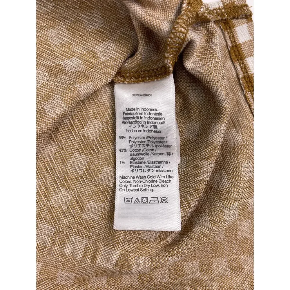 Madewell Brown Gingham Puff Sleeve Button Front Blouse Size XS Cottagecore