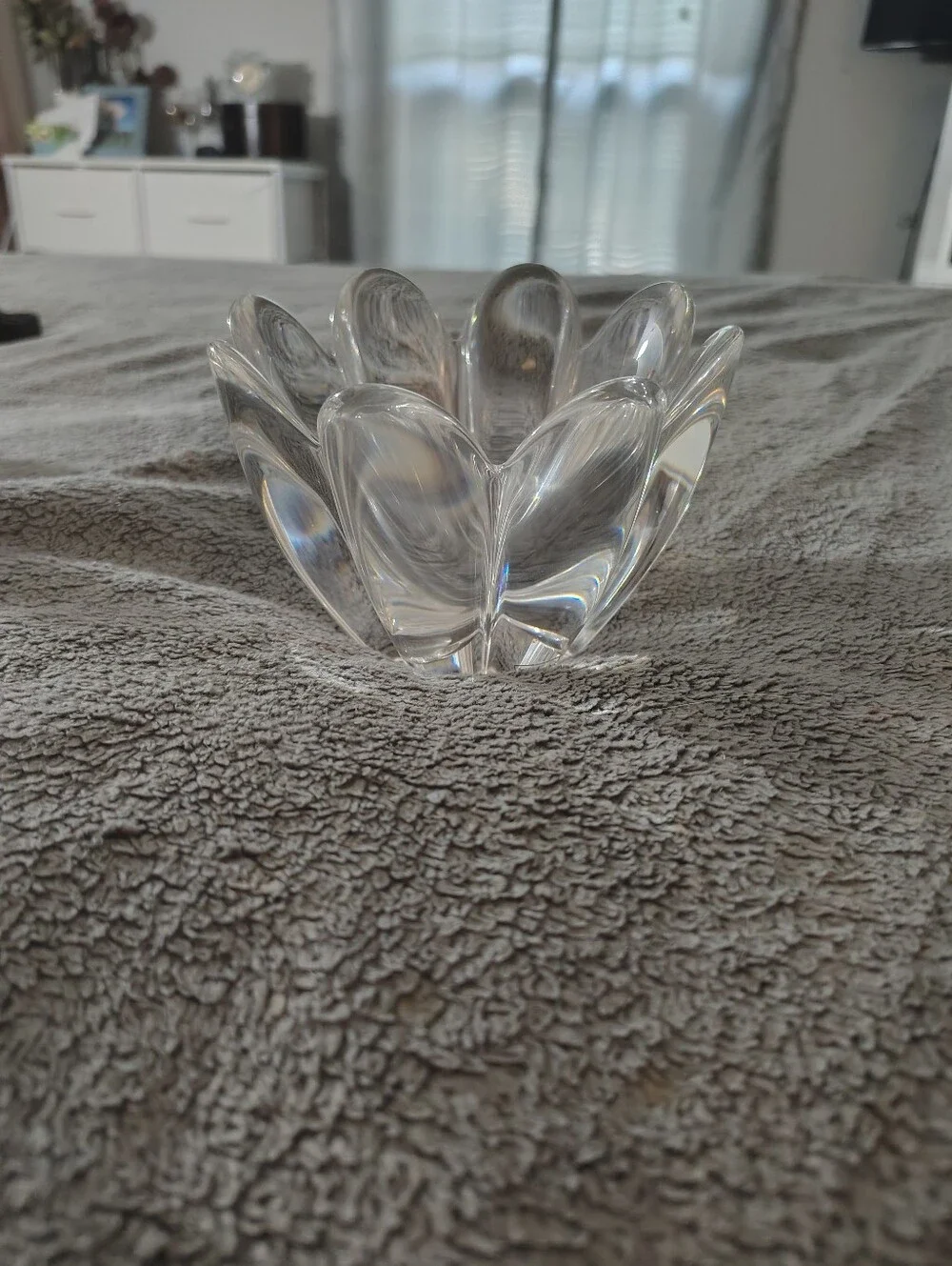 Orrefors swean Mayflower Art Crytal Signed Daisy Candy Bowl Vase