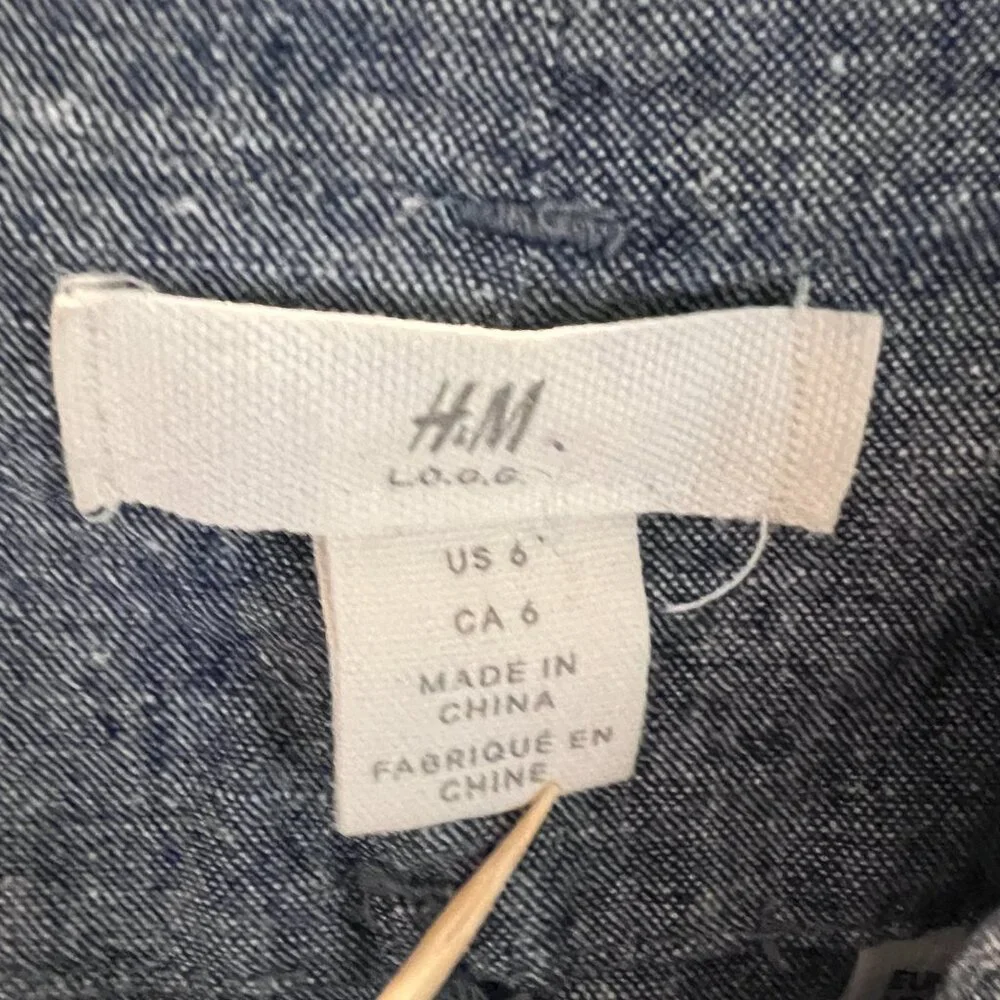 H&M Women’s Linen Blend Pants Blue Size 6 High Rise Wide Leg L.O.G.G‎ (READ)