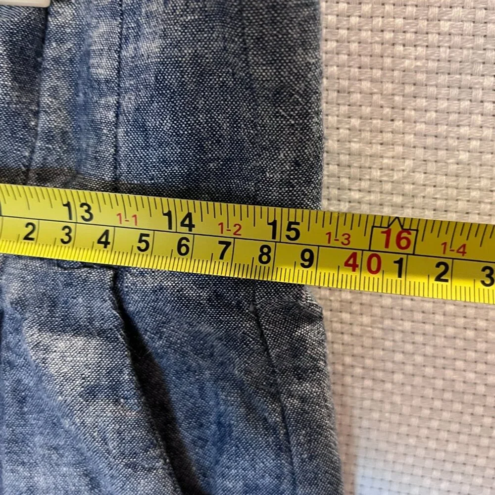 H&M Women’s Linen Blend Pants Blue Size 6 High Rise Wide Leg L.O.G.G‎ (READ)