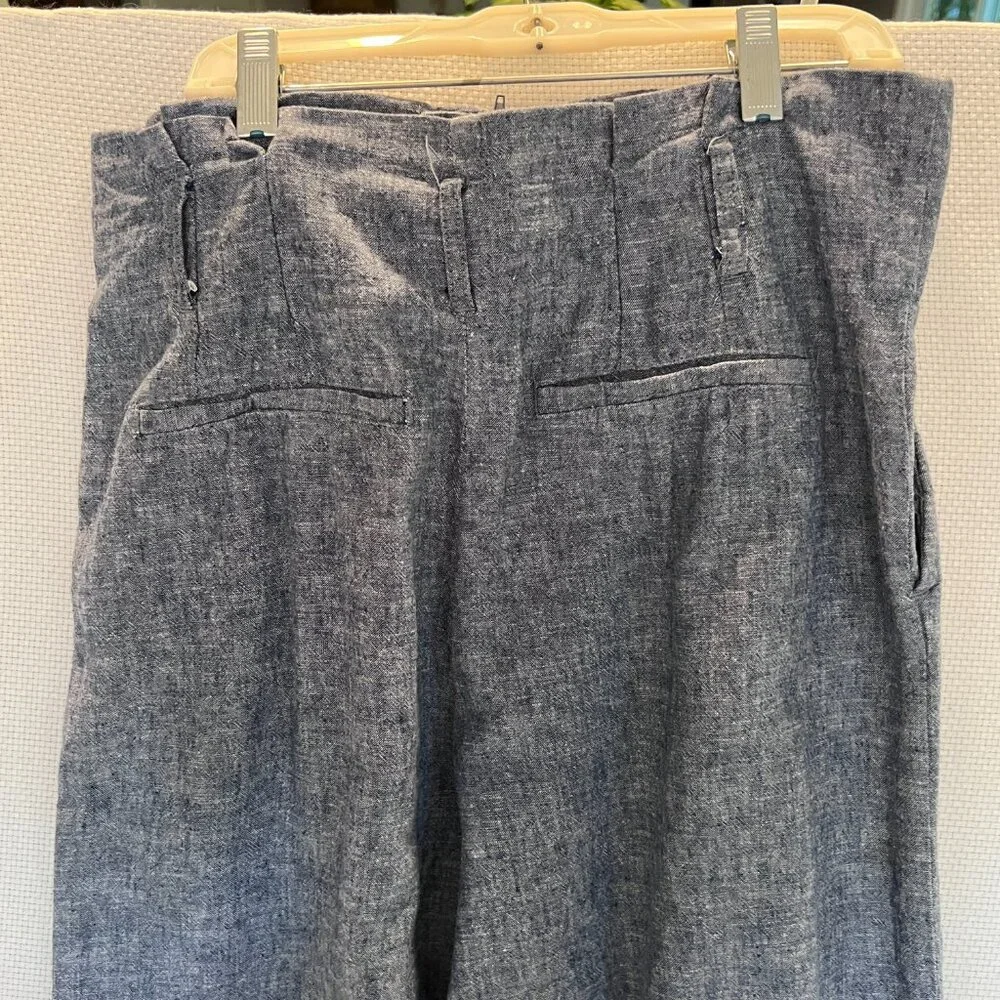 H&M Women’s Linen Blend Pants Blue Size 6 High Rise Wide Leg L.O.G.G‎ (READ)
