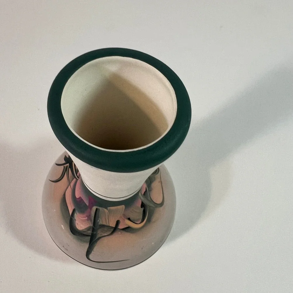New‎ West Pottery Hand Painted Southwest Landscape Ceramic Bud Vase 1974 5.5