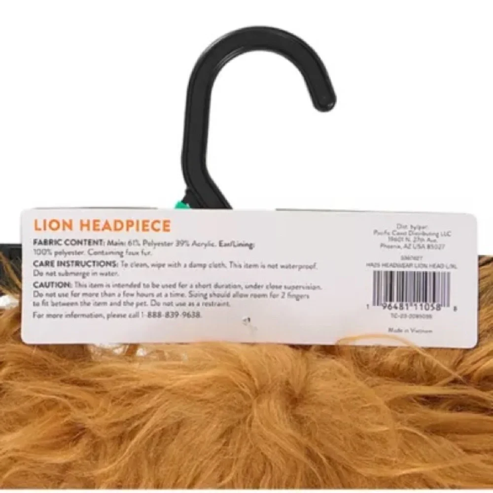 PetSmart Thrills & Chills Lion Mane Pet Costume Dog Cat Headpiece L/XL