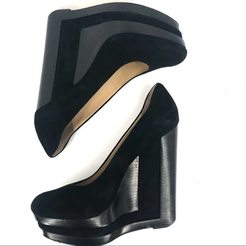 RACHEL ZOE Sz 10 Black Suede Eva Stacked Platform
