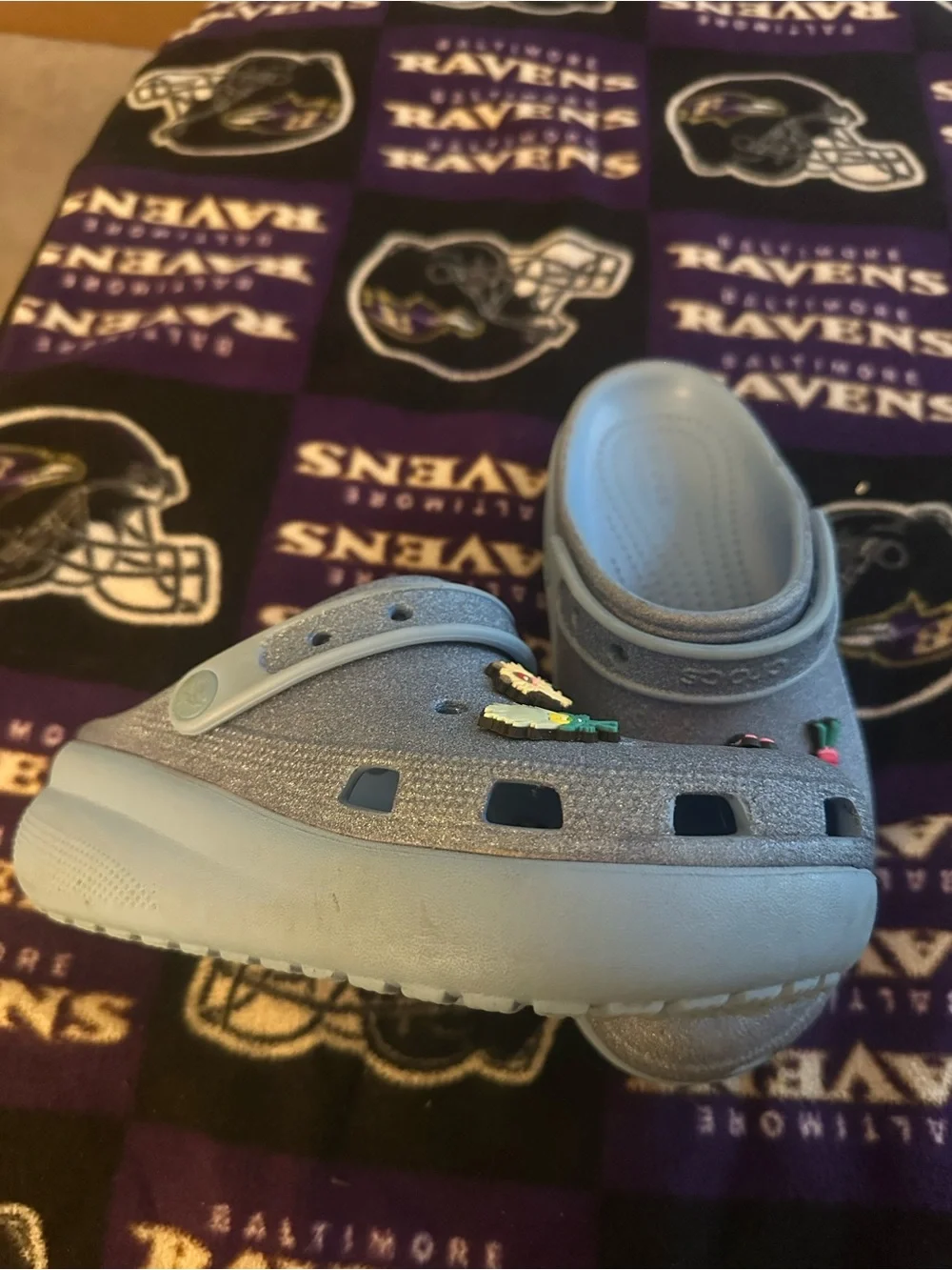 Kids Glitter Clog Shoes - Silver