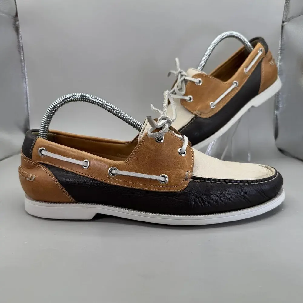 Cole Haan NikeAir Boat Shoes Mens Size 9 Brown Tan White Casual Leather C06340