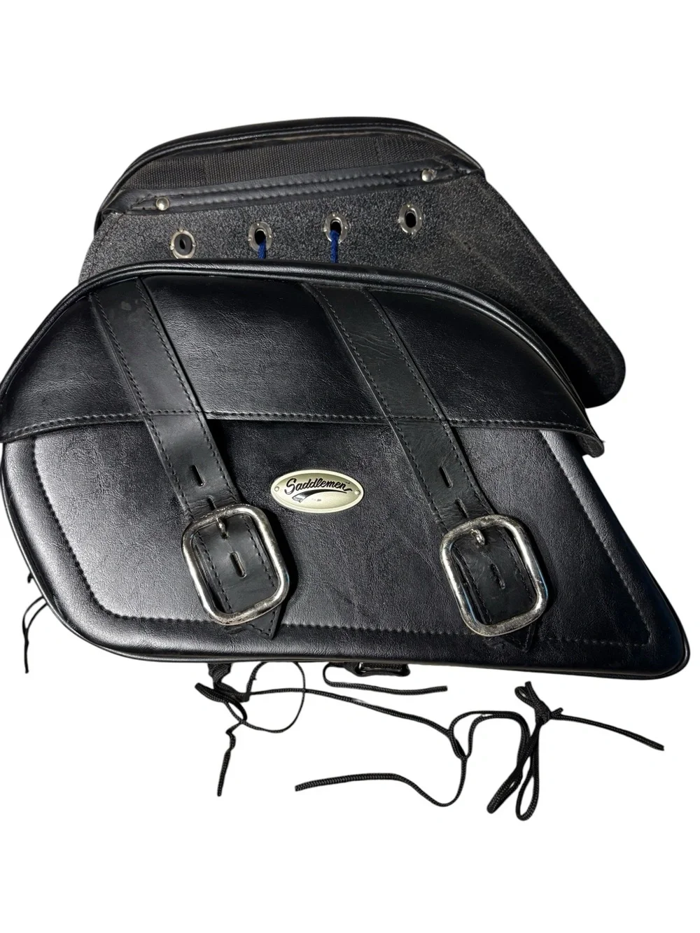 Saddlemen Large Drifter Slant Plain Black Leather Motorcycle Saddlebags