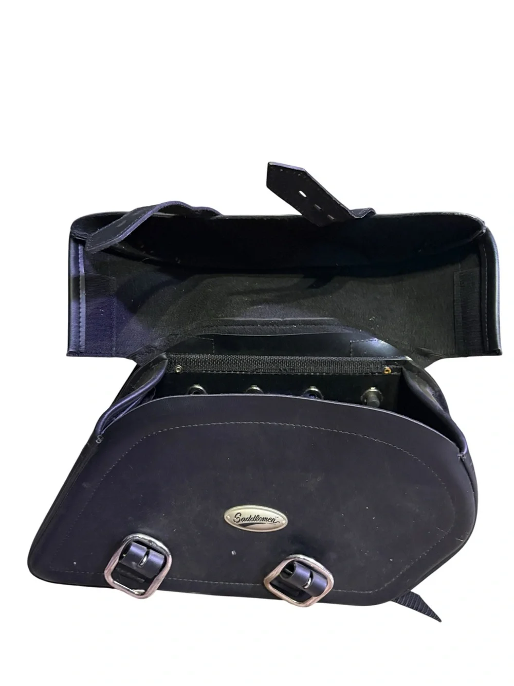 Saddlemen Large Drifter Slant Plain Black Leather Motorcycle Saddlebags