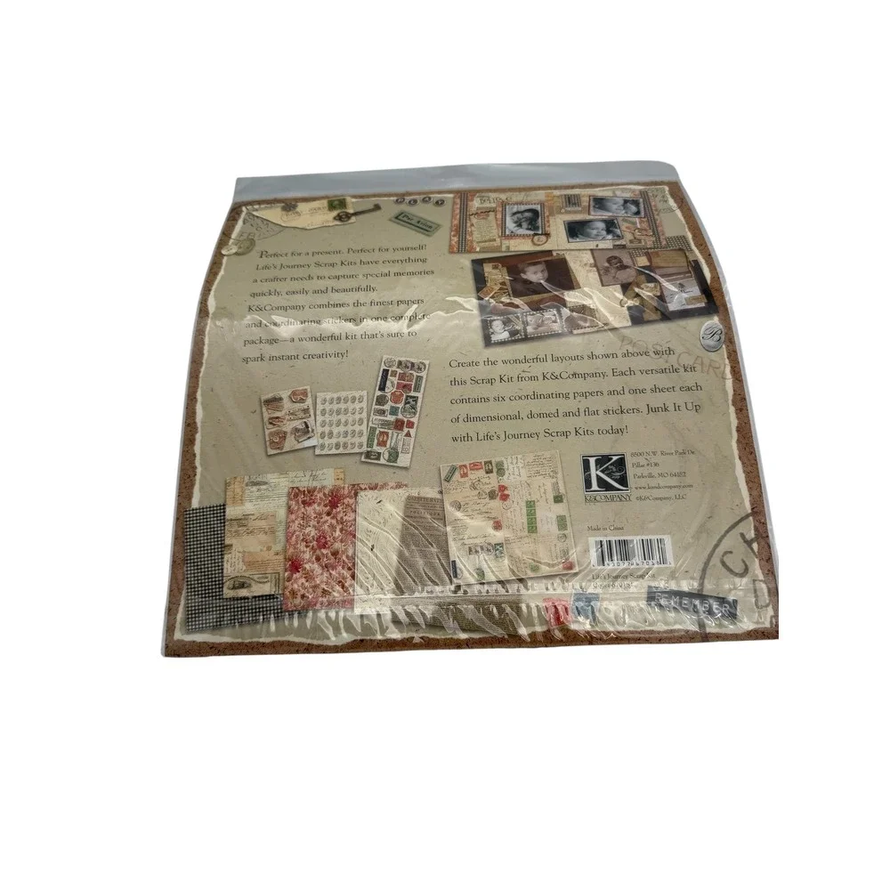 K&Company Life's Journey Scrap Kit Vintage Travel 12x12 Paper Stickers 9187 NEW
