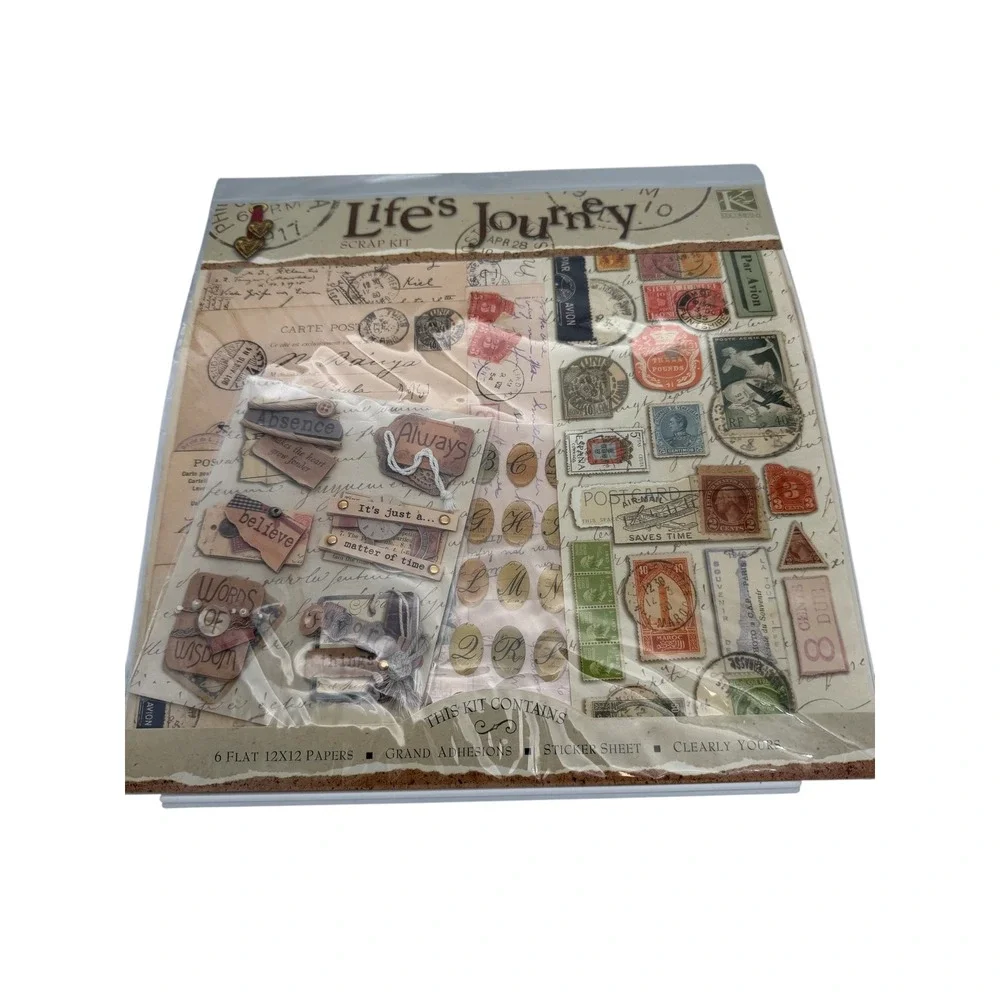 K&Company Life's Journey Scrap Kit Vintage Travel 12x12 Paper Stickers 9187 NEW