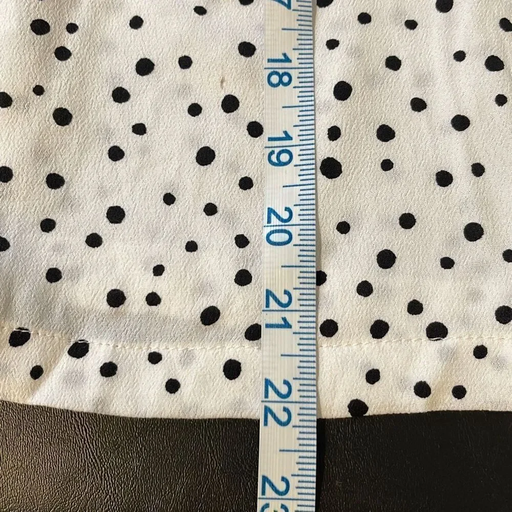 Loft Women's Polka Dots Blouse‎ Balloon Half Sleeve Top Rayon White Petite MP