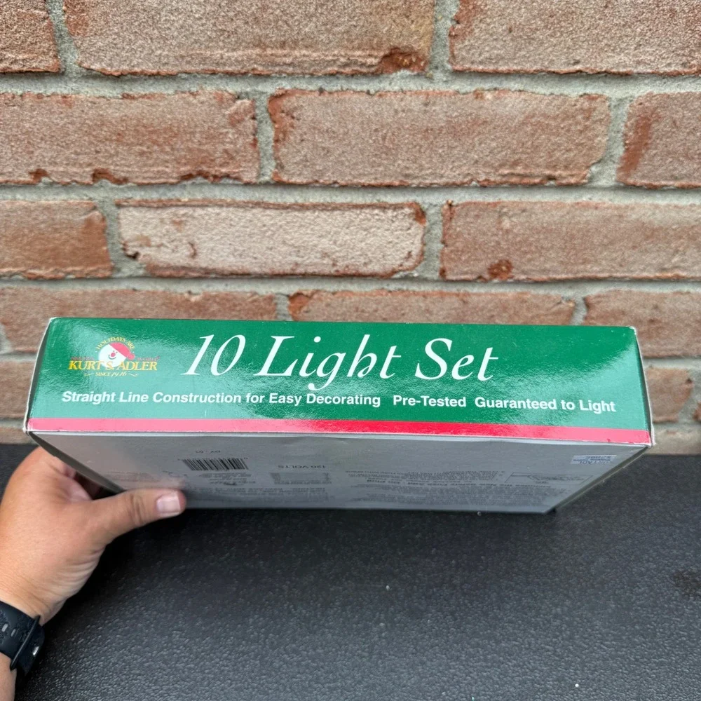 Kurt Adler Vintage 10 Light Set White Glitter Pinecone Christmas String Lights