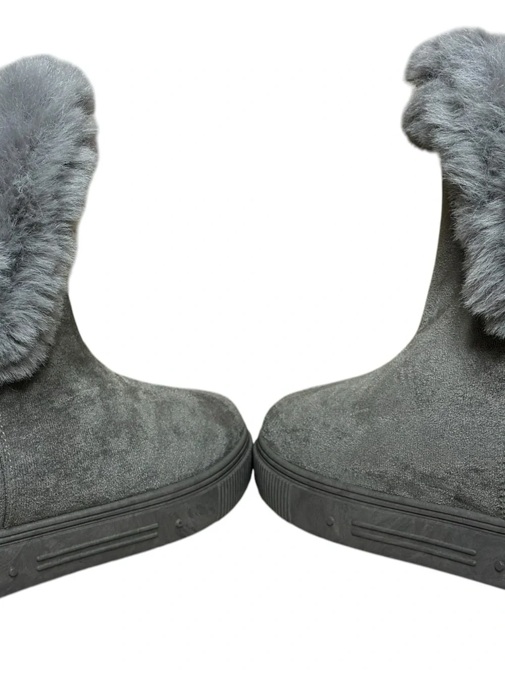 Clarks Gray Faux Fur Trim Winter Ankle Boots