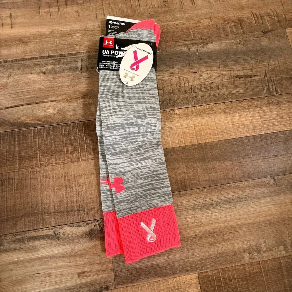 UNDER ARMOUR Breast Cancer Awareness Socks UA Power In Pink Sz M