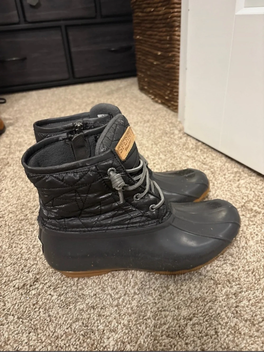 Sperry Women's Gray Quilted Waterproof Duck Boots