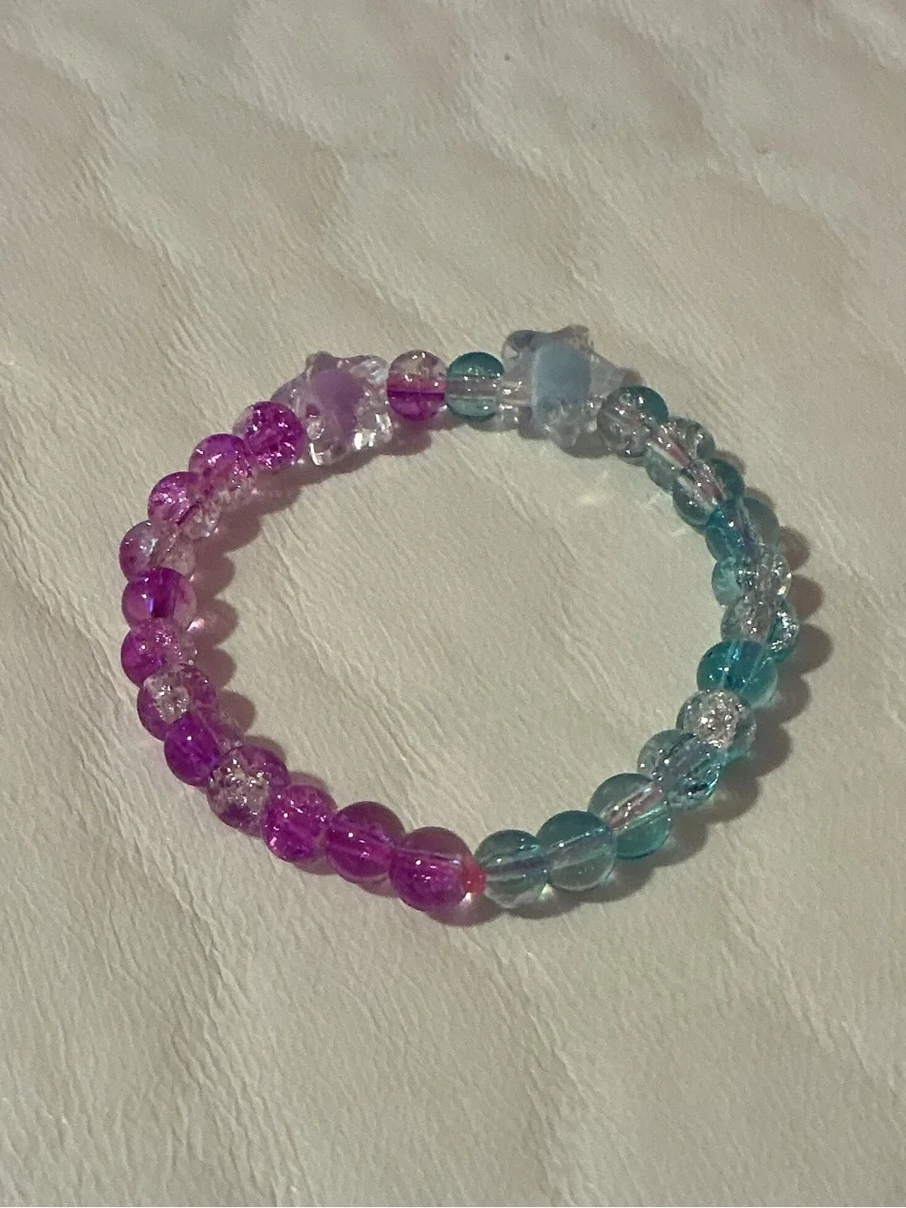 Pink and Teal Beaded Stretch Bracelet - Women's Jewelry