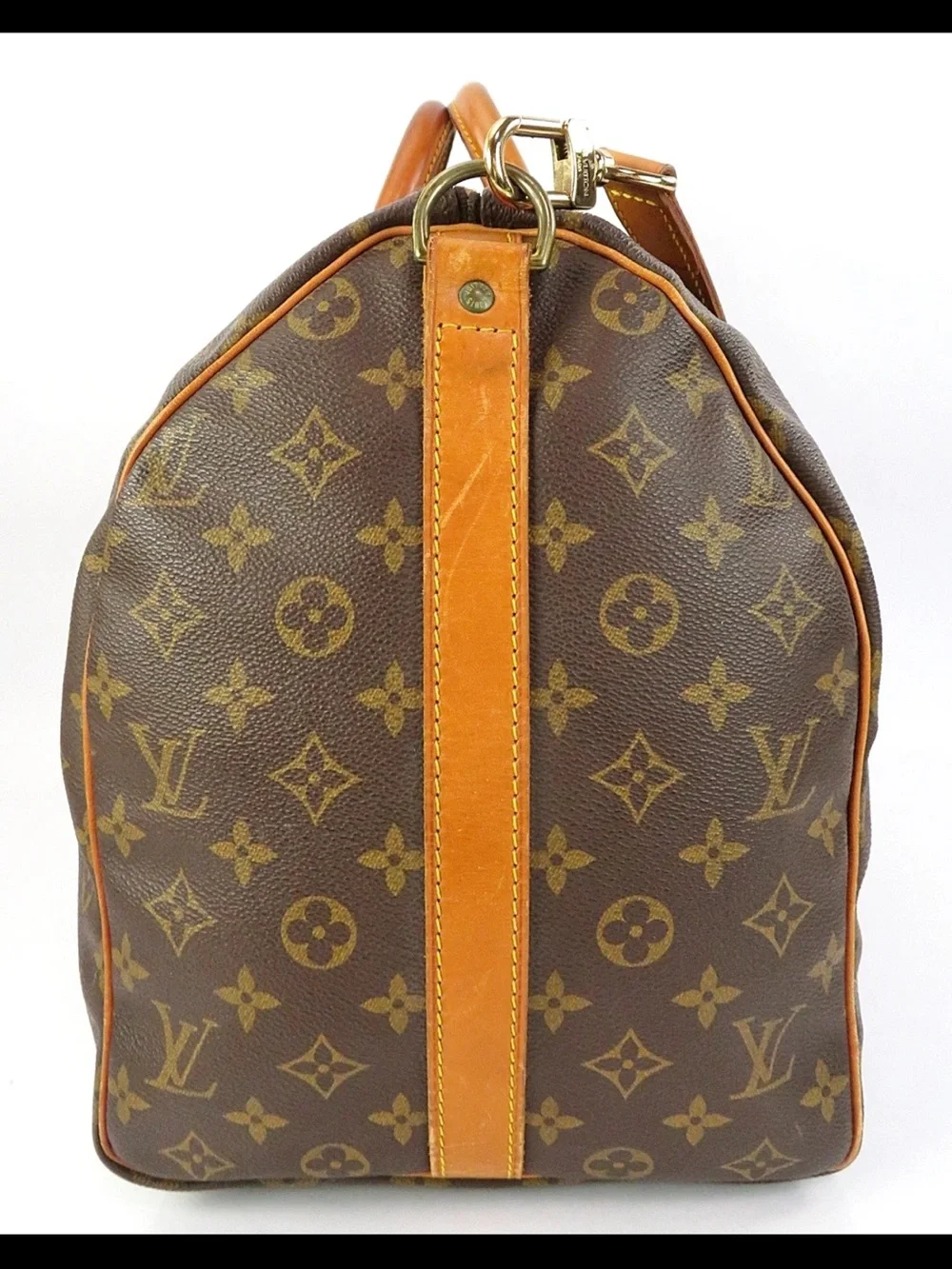 Louis Vuitton Brown Monogram Duffel with Tan Leather Trim