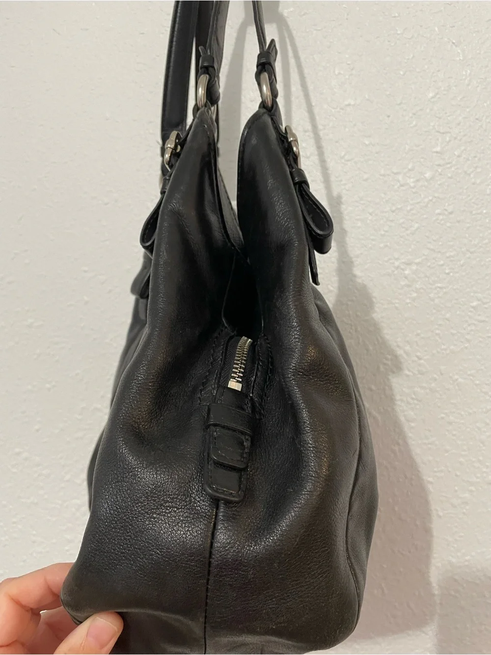 Vintage COACH Madison Maggie Black Leather Hobo Bag 3 Compartment