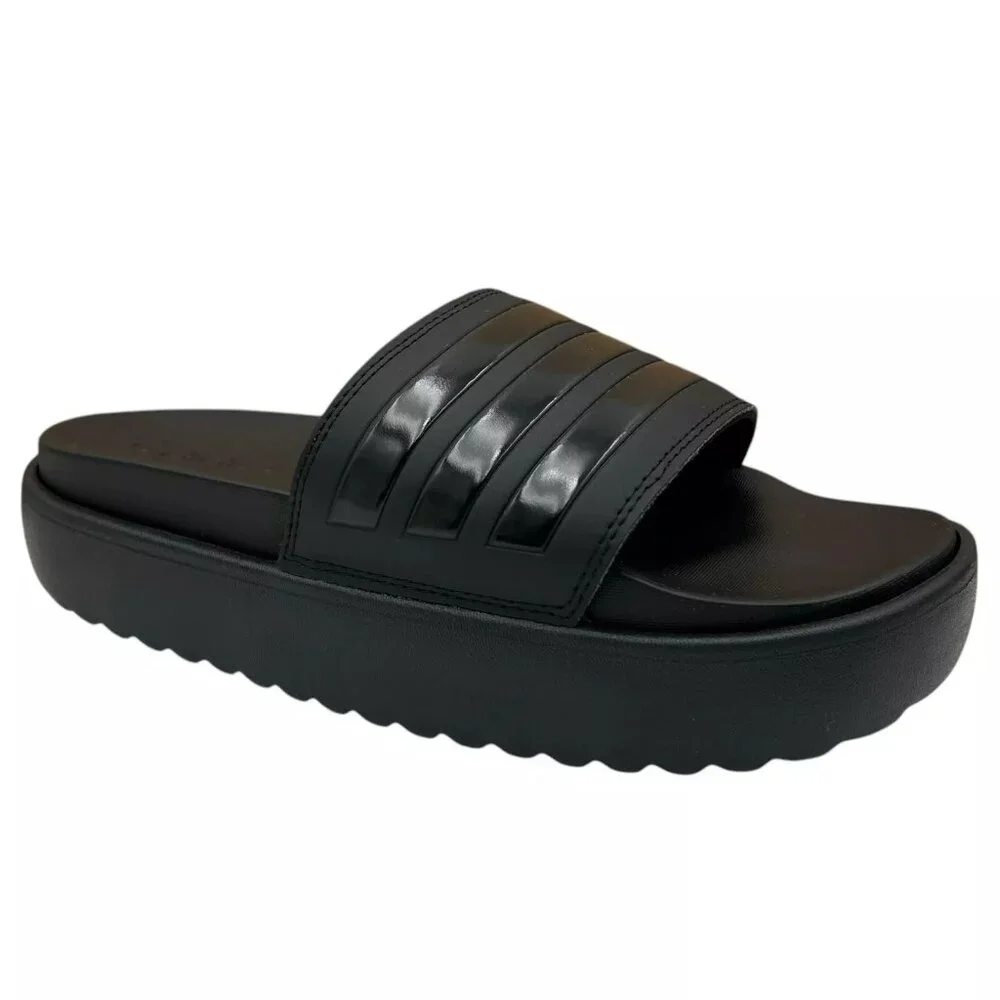 adidas Adilette Platform‎ Slide Sandals Women's Size 8-9 Black - Comfort & Style