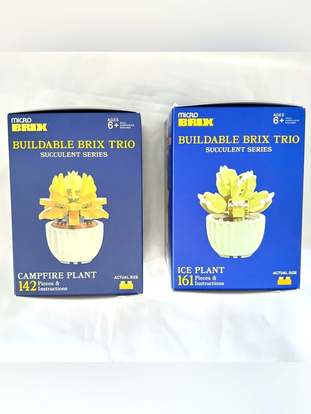 Set of 2 Micro Brix Succulent Series Ice Plant & Campfire Plant Building Blocks