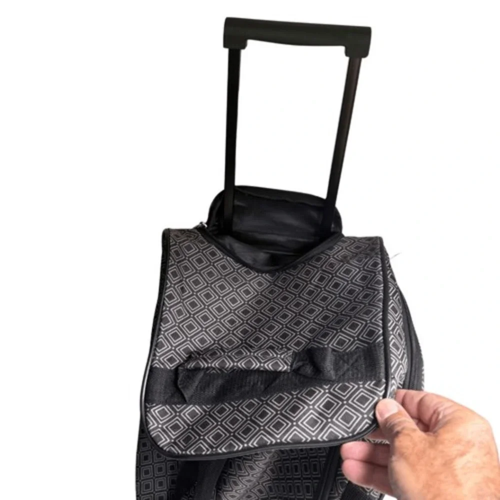 Unisex Geometric Lightweight Travel Luggage Carry‎ On Rolling Bag Black White