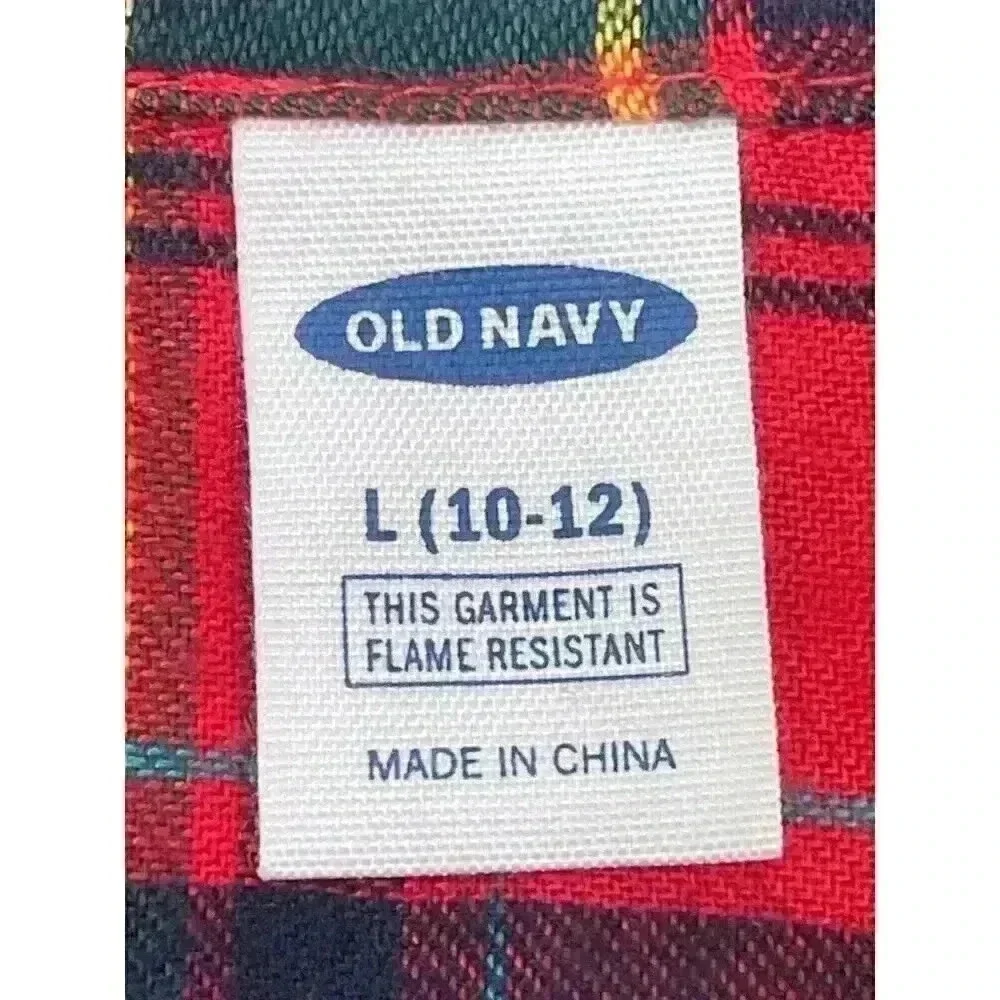 Old Navy Kid's Holiday Red Tartan Pajama Top SIZE-L (10-12)