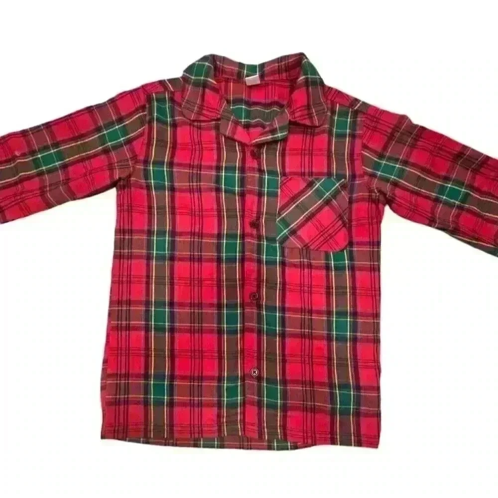Old Navy Kid's Holiday Red Tartan Pajama Top SIZE-L (10-12)