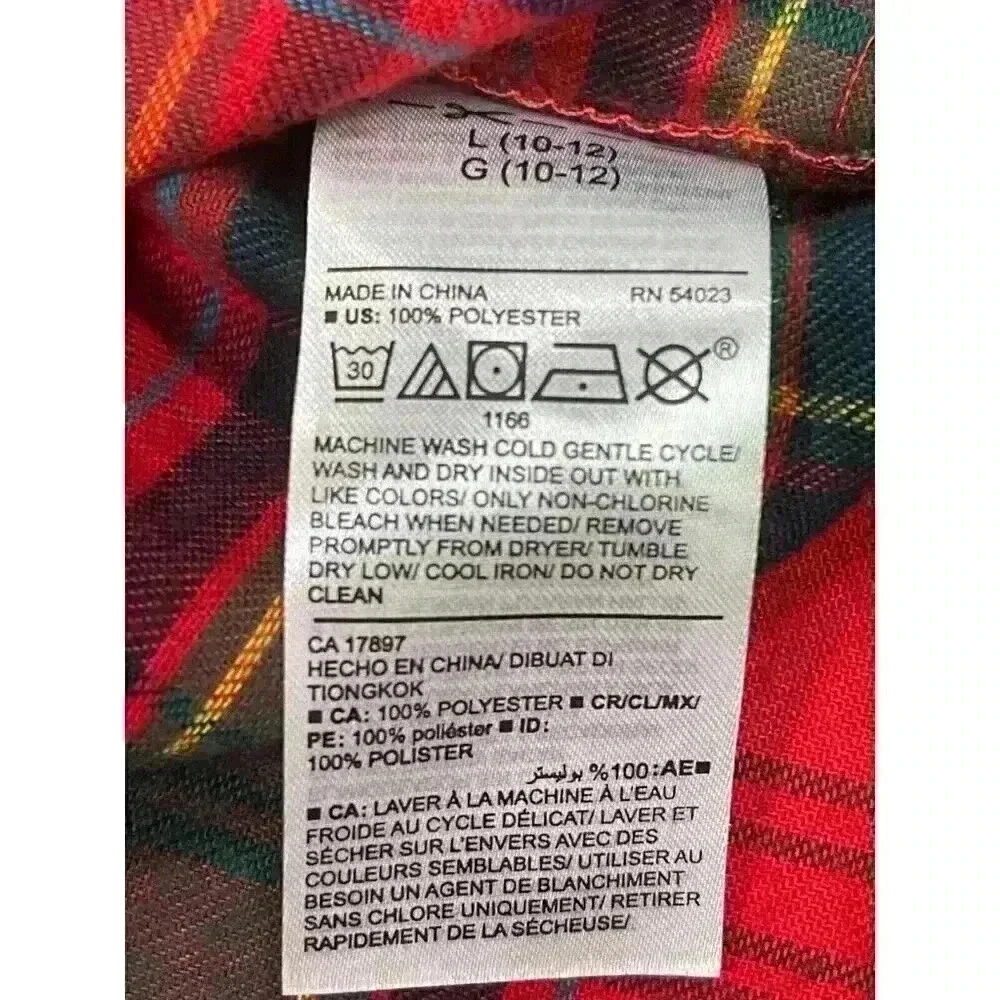 Old Navy Kid's Holiday Red Tartan Pajama Top SIZE-L (10-12)