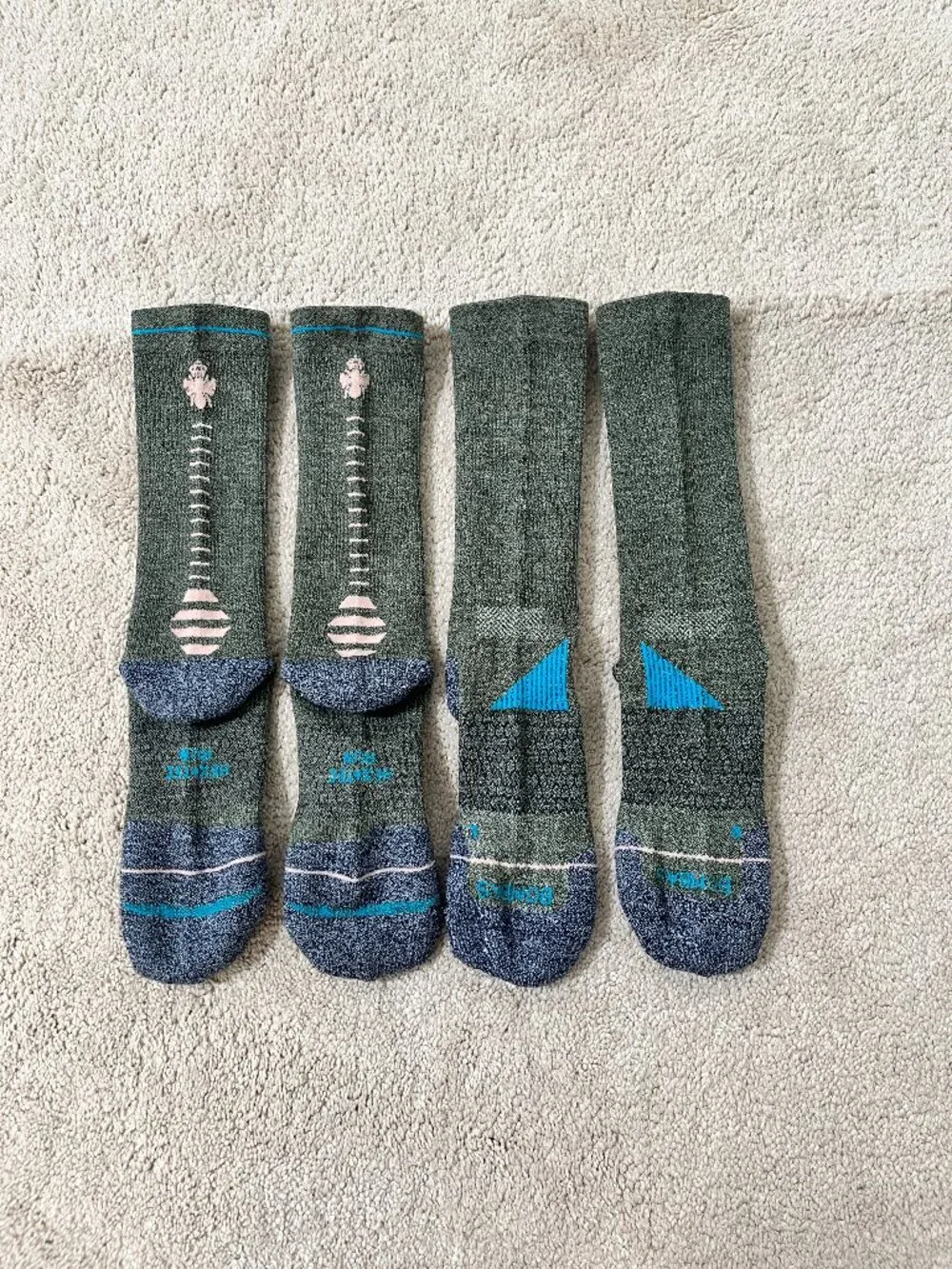 2-Pack New BOMBAS merino wool blend Midweight Crew Calf Socks XL Unisex Green