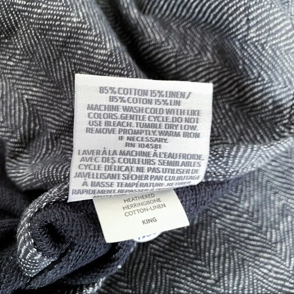 2 Restoration Hardware Herringbone Flanged Cotton-Linen King Shams