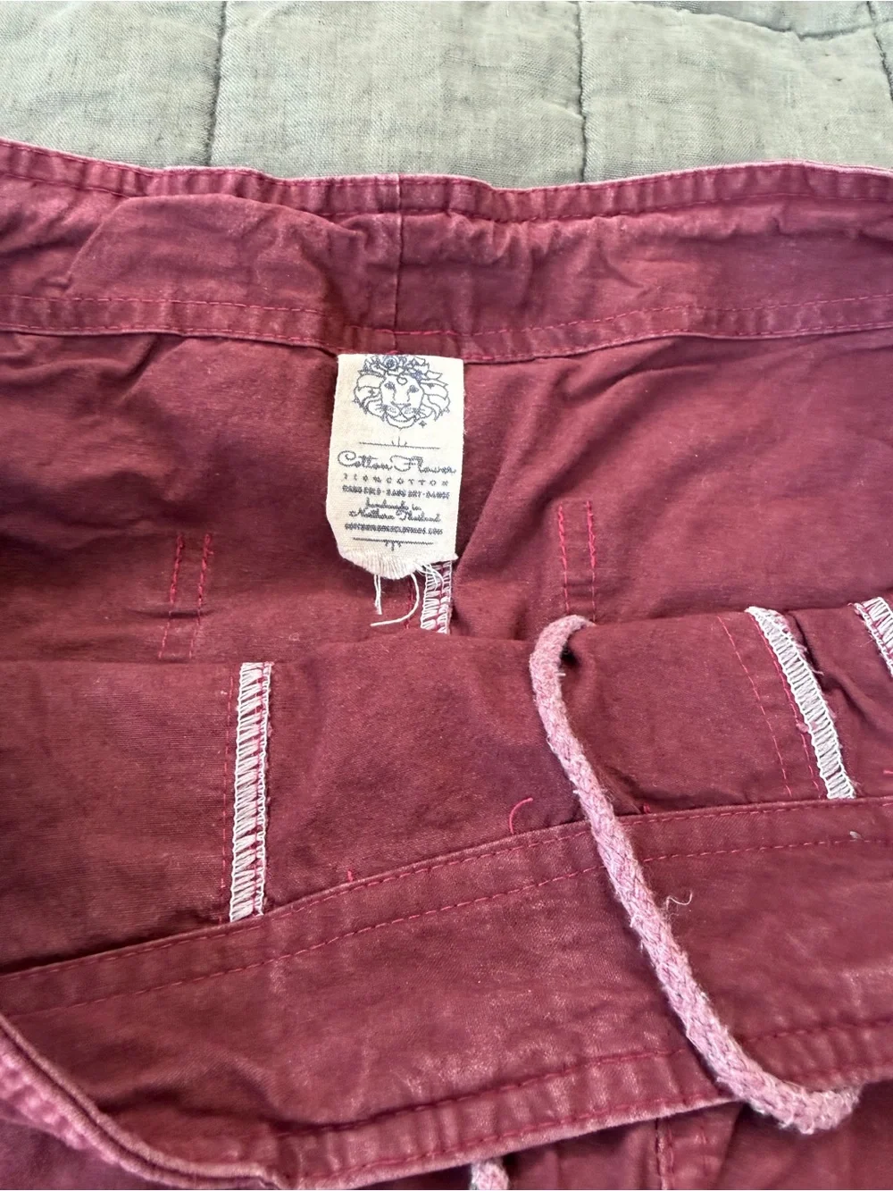Cotton Flower Men's Medium Breathable Cotton Drawstring Pants in Rose