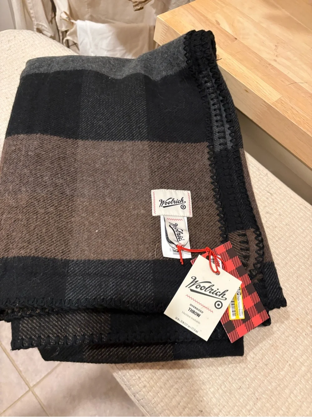 Woolrich Striped Throw Blanket in Brown, Black & Gray