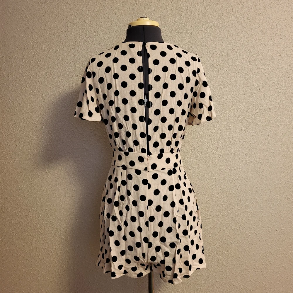Zara Black & Ivory Polka Dot Romper Size XS