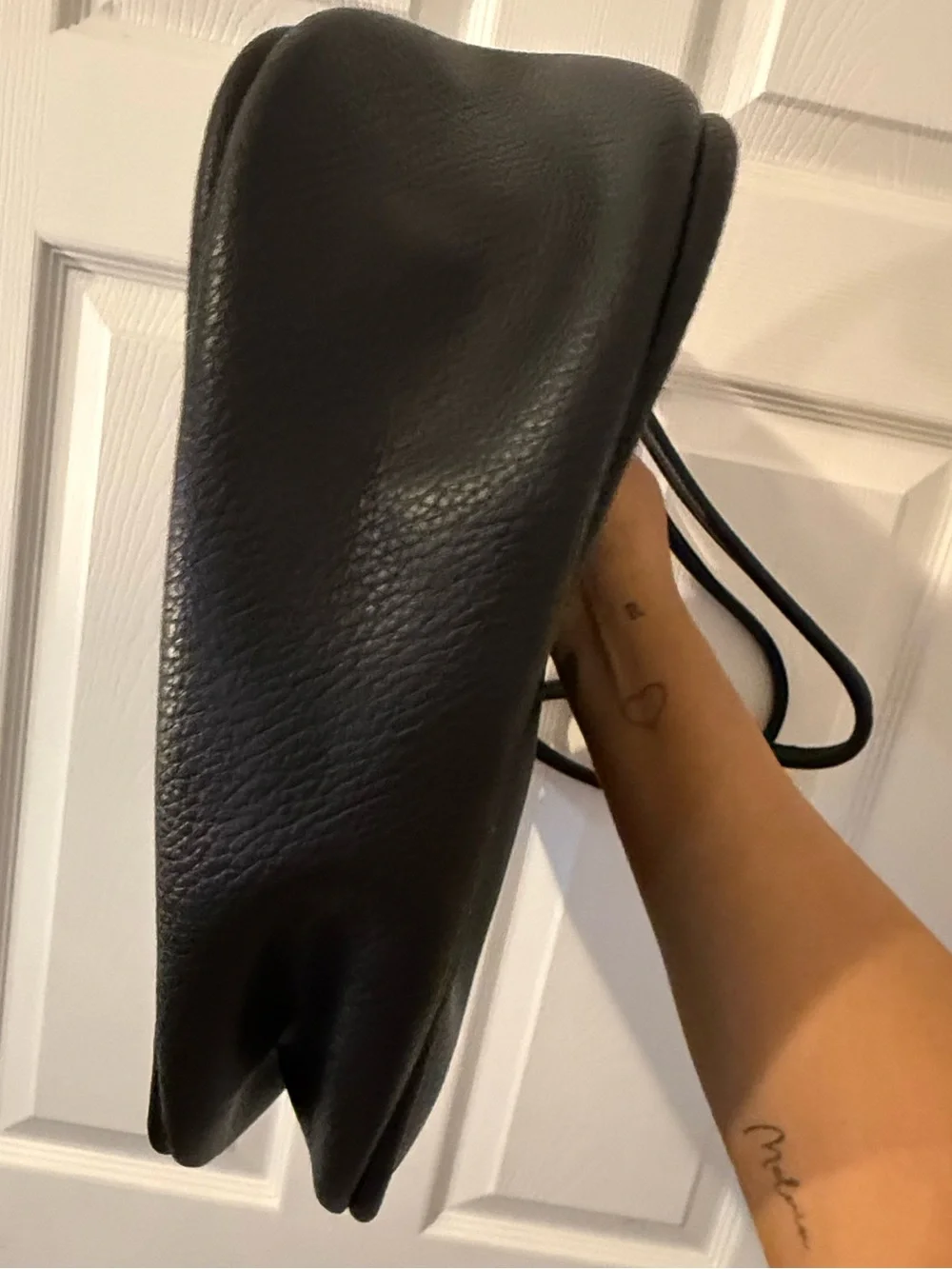 NEWBELLA Black Pebbled Faux Leather Shoulder Tote Bag Minimalist Everyday Purse