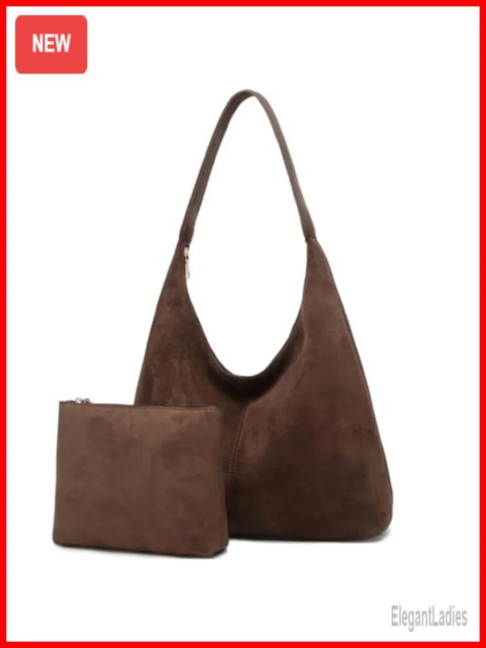 Slouchy Faux Suede Hobo Bag with Removable Pouch