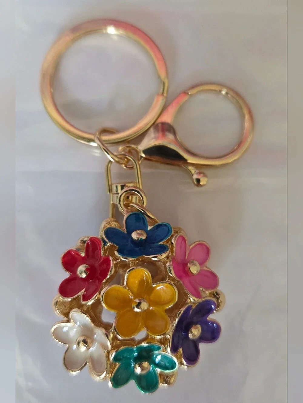 Multicolor Floral Keychain Charm NIP