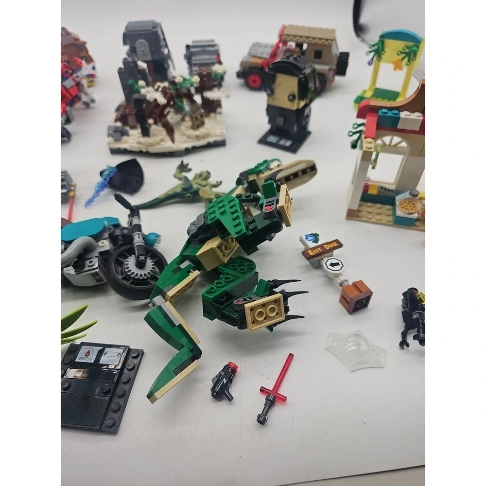 Huge Lego Lot Partial Sets Full Sets Mini Figs Dinosaur Jeep Pizza Booklets