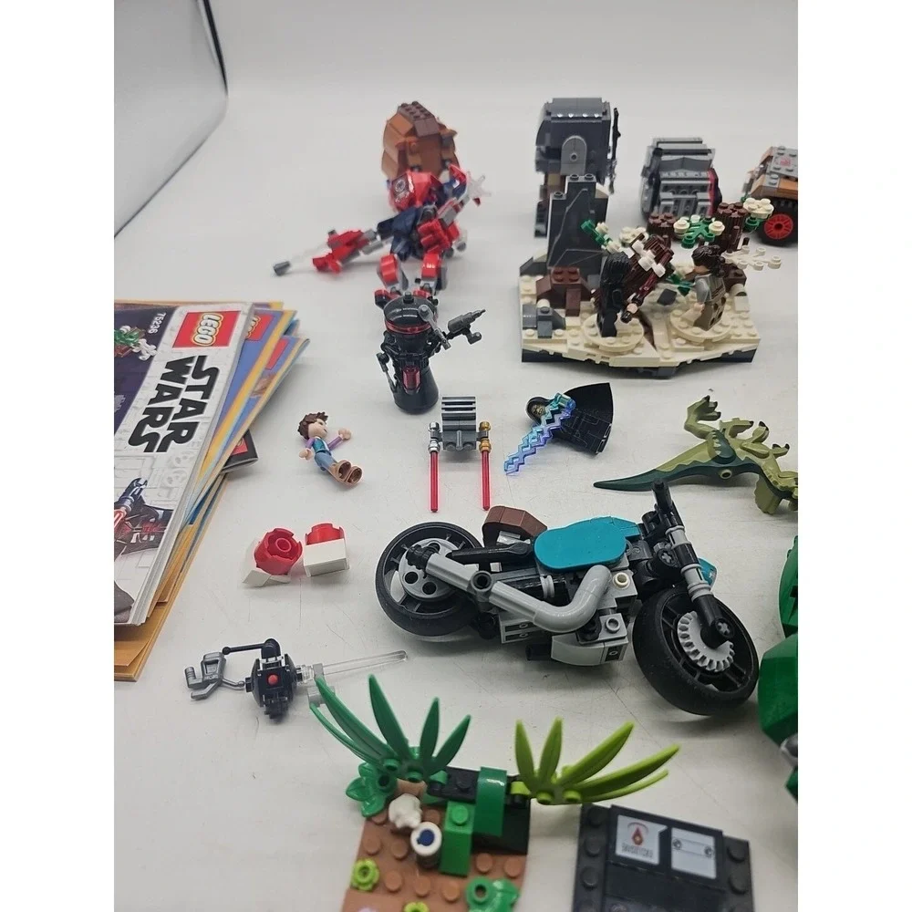 Huge Lego Lot Partial Sets Full Sets Mini Figs Dinosaur Jeep Pizza Booklets