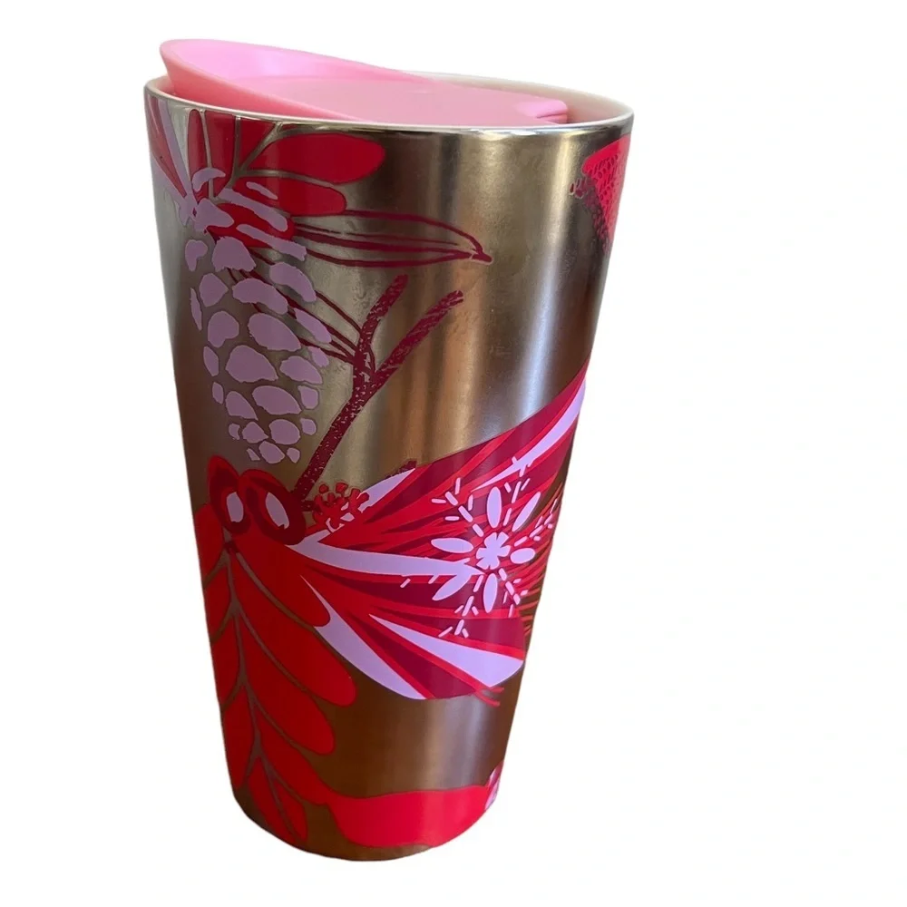 Starbucks red silver pinecone
