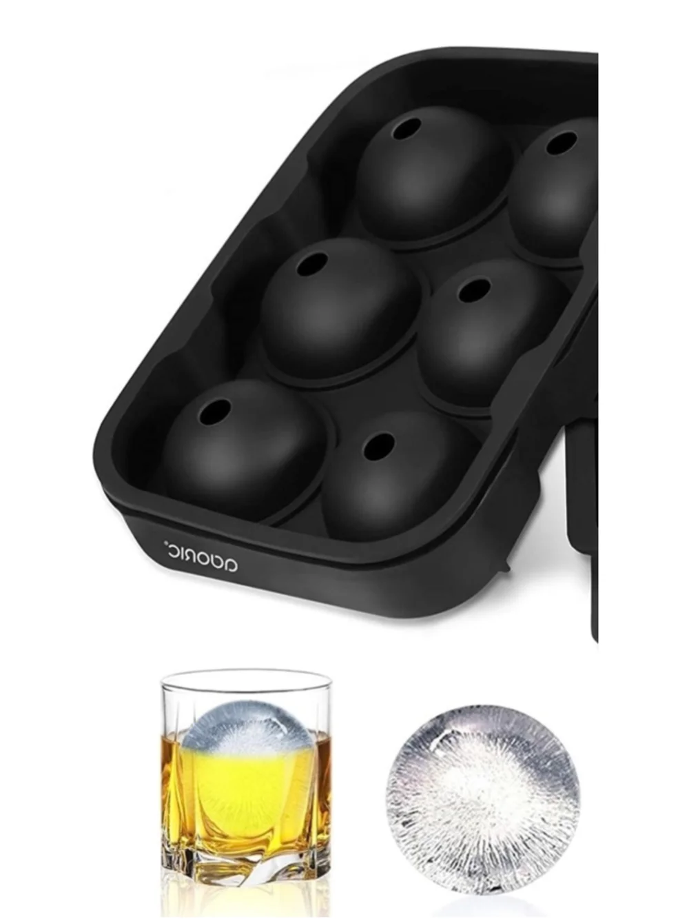 Adoric Black Silicone Sphere Ice Cube Tray