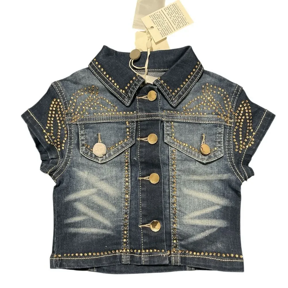 Fun & Fun Stylish Blue Denim Kids Jacket with Gold Accents
