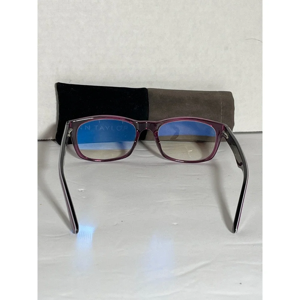 Ann Taylor ATR040 Purple Rectangle Reading Glasses +2.00 Pink Navy Blue Temples