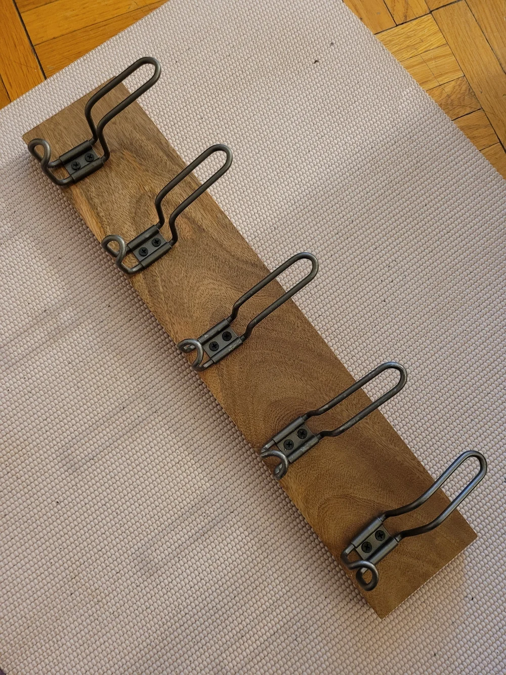 West Elm Wood Wall Hook Rack in Medium Brown