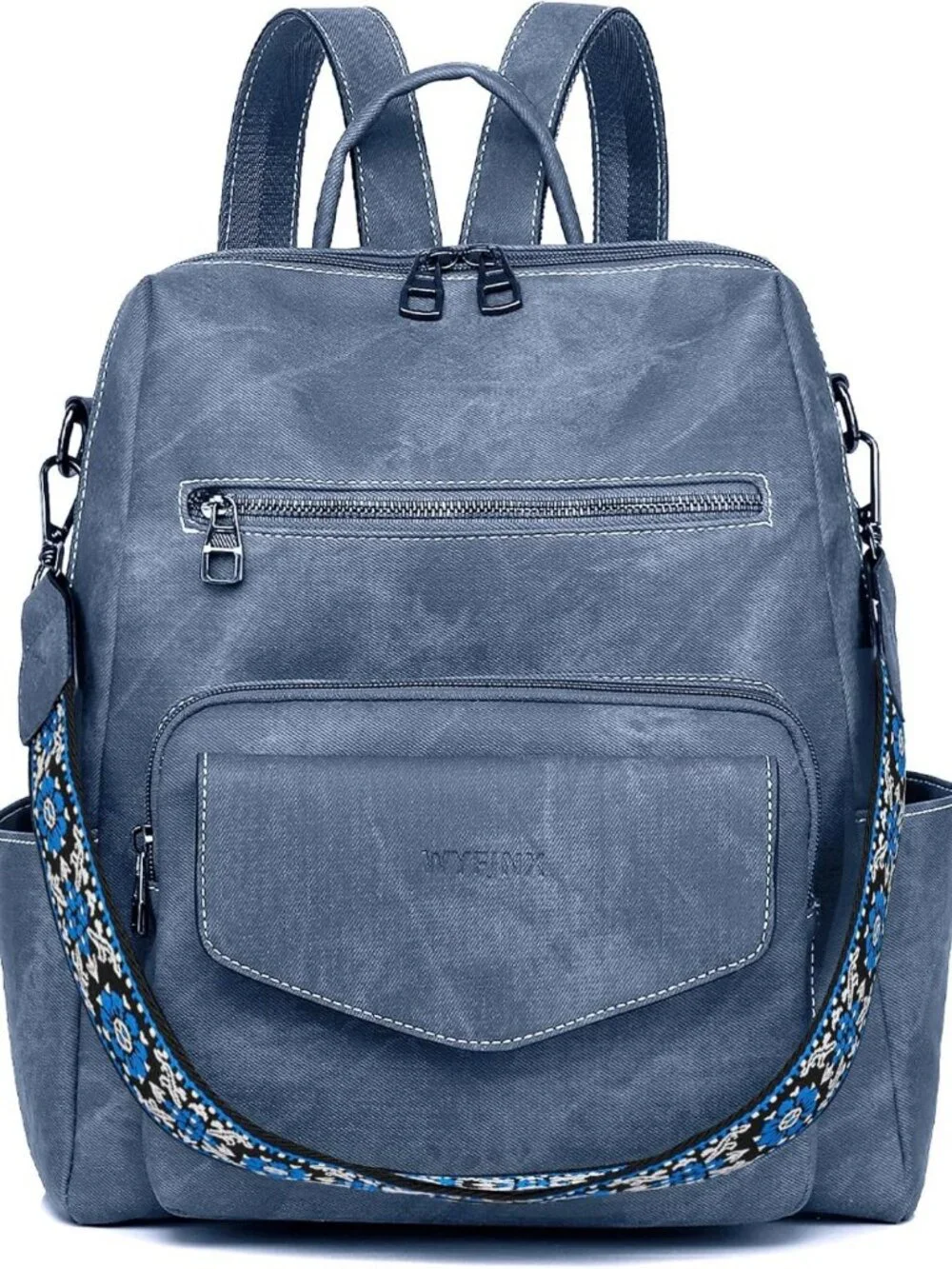 Stylish PU Leather Backpack Purse for Women - Small Travel Handbag, Blue