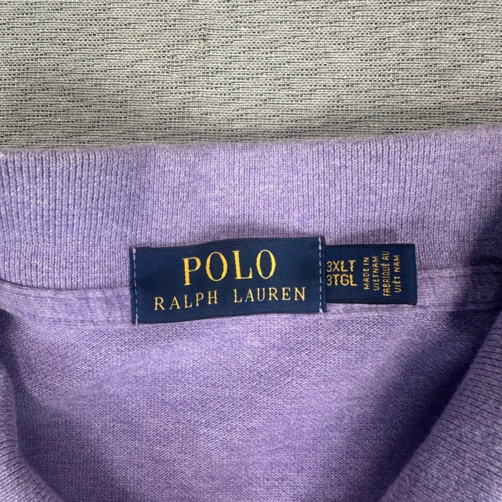 Polo Ralph Lauren Men 3XLT Polo Shirt Purple Heathered Short Sleeve Cotton Logo