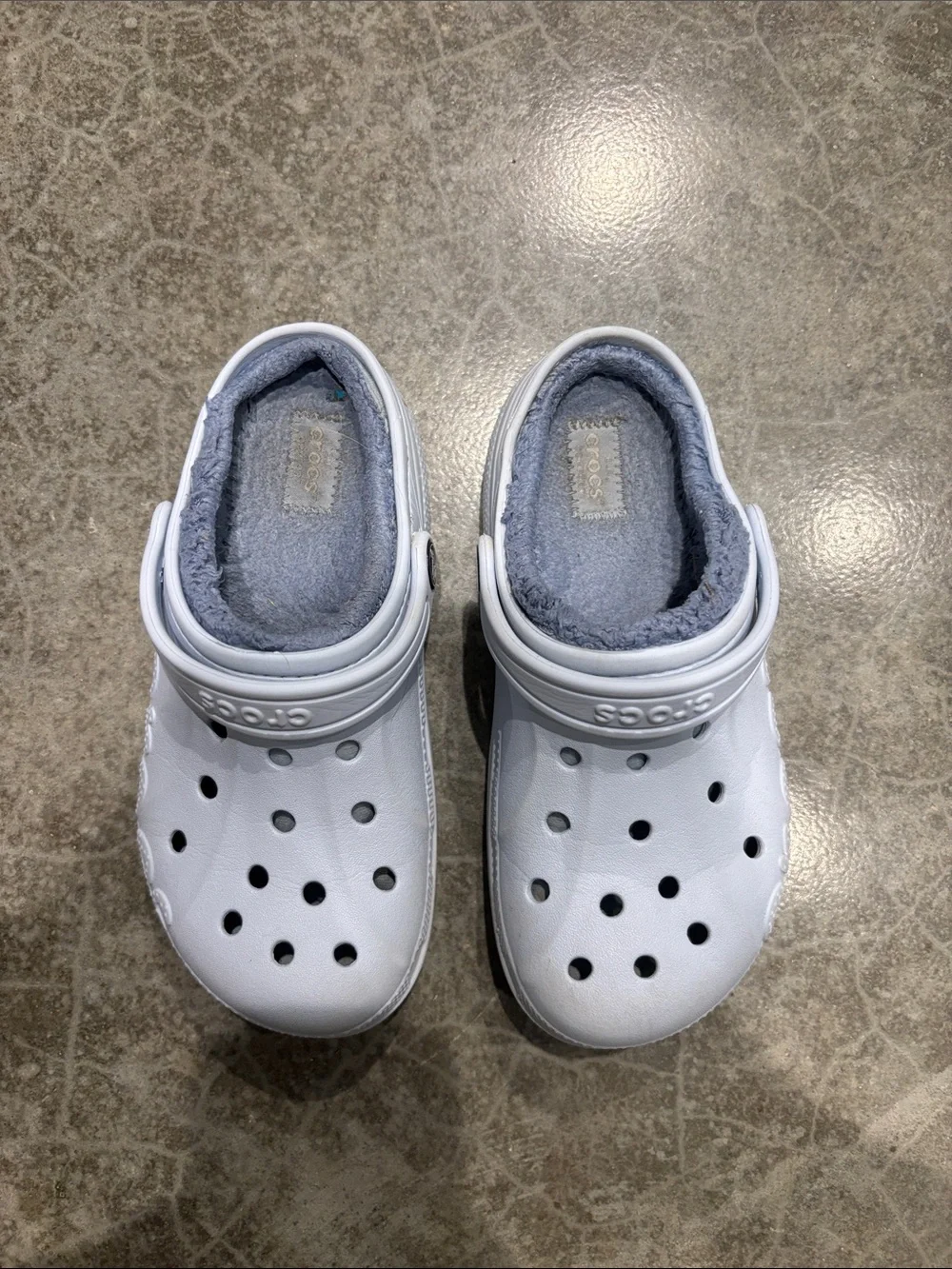 CROCS Kids White Fleece-Lined Clogs
