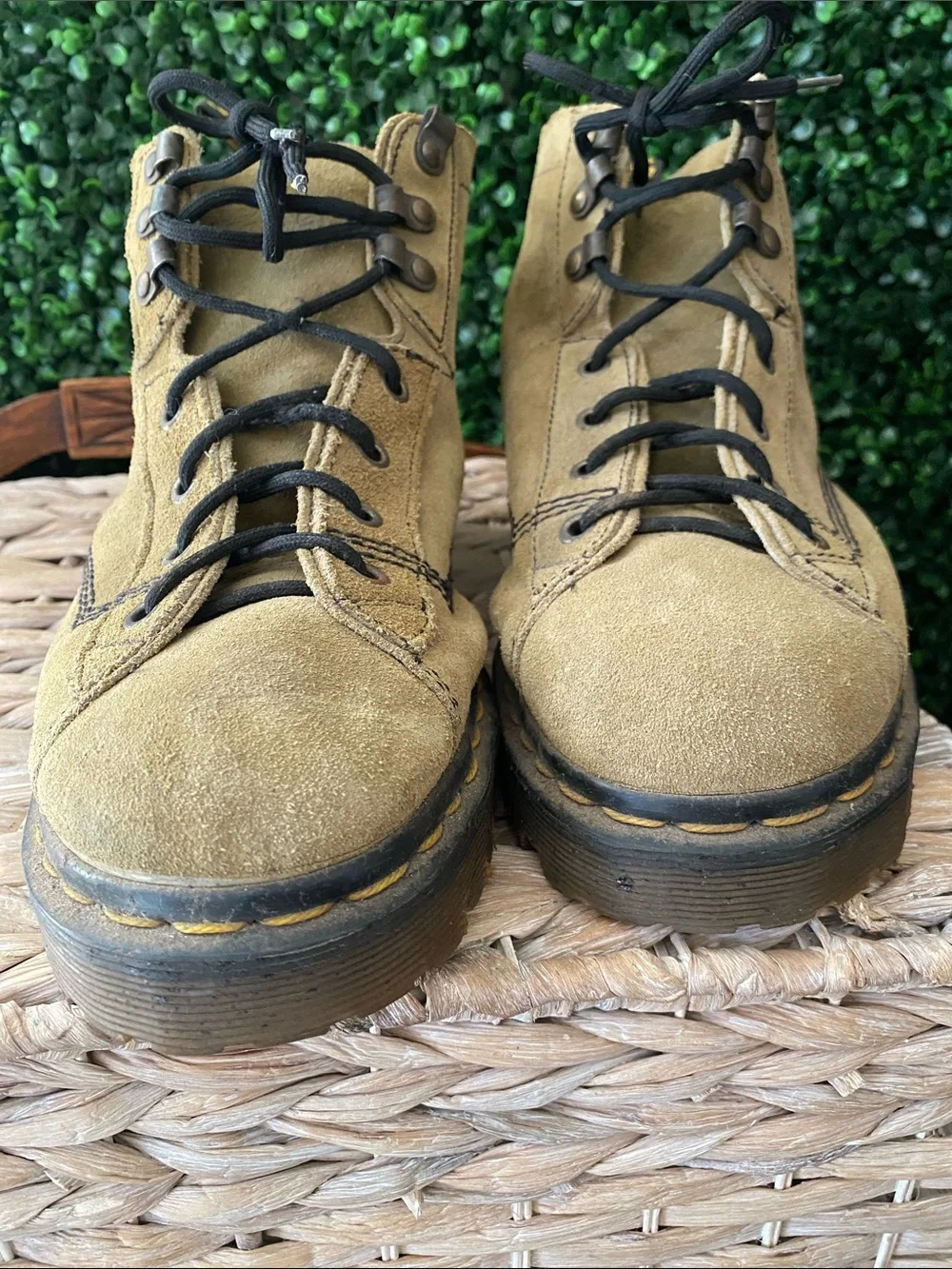 Dr. Martens Tan Suede Lace-Up Ankle Boots